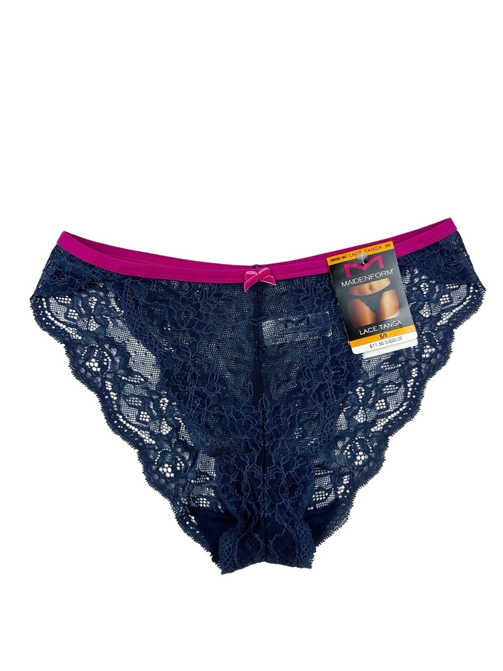 Maidenform Lace Tanga Panty Size Small Blue / Pink